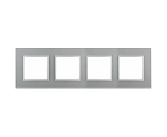 Рамка ЭРА 14-5104-03 на 4 поста, стекло, Elegance, алюминий+алюминий Б0034526 
