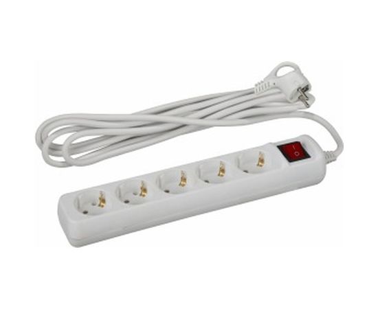 Удлинитель ЭРА U-5es-3m Россия с заземлением, 3x1мм2, 16A, ПВС, с выкл, 5гн, 3м Б0028382 