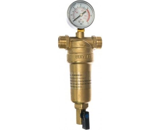 Фильтр 1/2, для горячей воды, с манометром, d53 Гейзер Бастион 7508165201 32677 