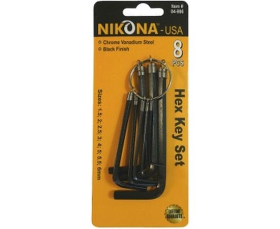 Набор шестигранных ключей NIKONA на кольце, 9 шт, 1.5-6мм 04-986 
