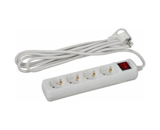 Удлинитель ЭРА U-4es-5m Россия с заземл, 3x1мм2, 16A, ПВС, с выкл, 4гн, 5м Б0028380 