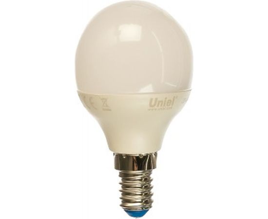 Светодиодная лампа Uniel LED-G45-6W/WW/E14/FR/MB PLM11WH. Форма «шар», матовая. UL-00002375 