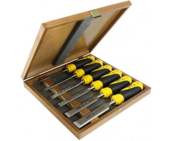 Набор из 6 плоских стамесок с ручкой 6, 10, 12, 16, 20, 26мм в деревянном кейсе NAREX SUPER 2009 LINE PROFI 852900 