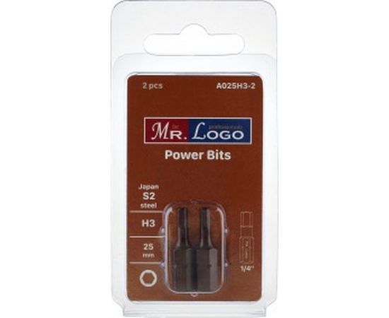 Бита (2 шт; 25 мм; HEX3; S2) Mr. Logo A025H3-2 