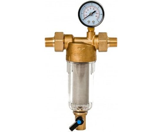 Фильтр 1/2, с манометром, для холодной воды, d60 Гейзер Бастион 112 32670 
