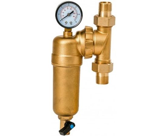 Фильтр 3/4, для горячей воды, с поворотным механизмом, манометром, d60 Гейзер Бастион 7508095201 32679 