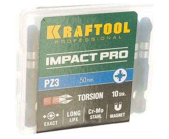 Биты Impact Pro (PZ3;&nbsp;50 мм;&nbsp;10 шт.)&nbsp;KRAFTOOL&nbsp;26193-3-50-S10 – изображение 2