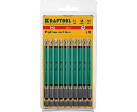 Биты профессиональные (PH2, 100 мм, 10 шт.) Kraftool 26122-2-100-10 – изображение 2