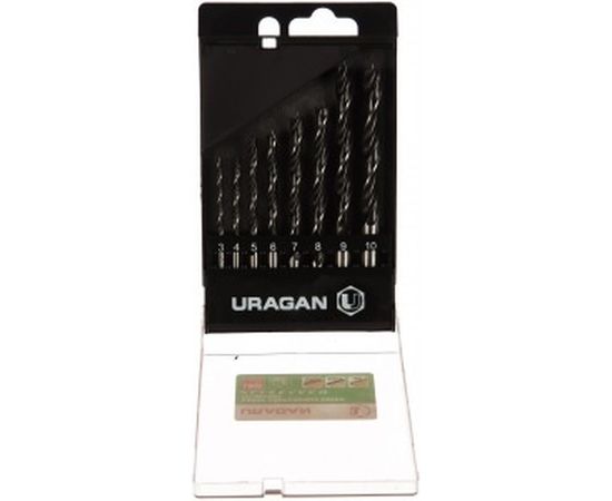 Набор сверл спиральных по дереву (8 шт; 3-10 мм) Uragan 29419-H8 – изображение 2