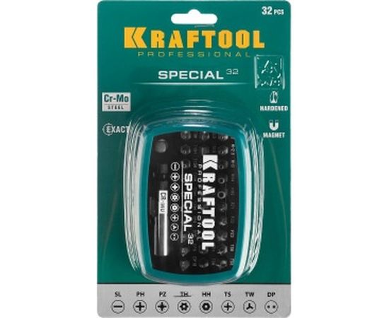 Набор специальных бит с адаптером, 32 шт.  Kraftool 2610-H32 – изображение 2