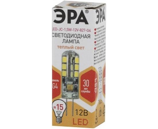 Светодиодная лампа ЭРА LED JC-1,5W-12V-827-G4, капсула, теплый Б0033188 – изображение 2
