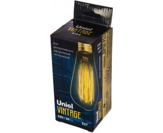 Лампа накаливания Uniel Vintage. Форма конус IL-V-ST64-60/GOLDEN/E27 VW02 UL-00000482 – изображение 3