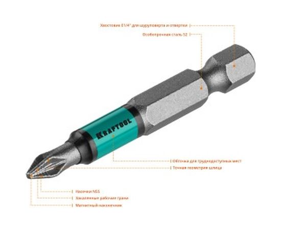 Биты профессиональные (PZ1, 50 мм, 10 шт.) Kraftool 26124-1-50-10 – изображение 3