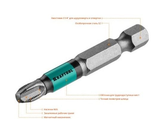 Биты профессиональные (PН3, 50 мм, 10 шт.) Kraftool 26122-3-50-10 – изображение 3