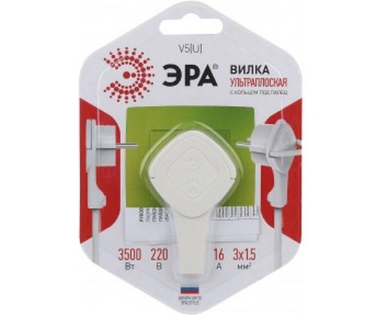Вилка ЭРА V5U ультраплоская c/з 16A с кольцом белая Б0026331 – изображение 5