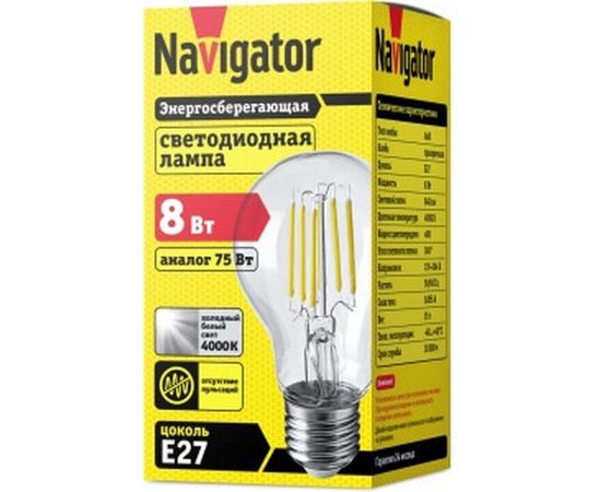 Лампа Navigator, NLL-F-A60-8-230-4K-E27 61345 – изображение 2
