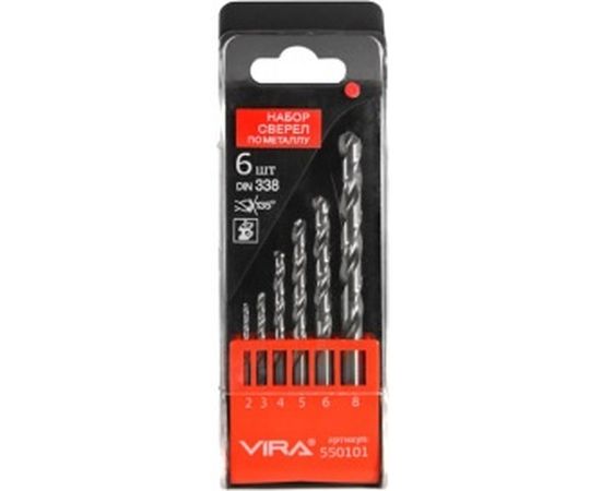 Набор сверл по металлу (6 шт; 2-8 мм) Vira 550101 – изображение 2