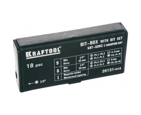 Набор бит с магнитным адаптером KRAFTOOL 26131-H18 – изображение 2