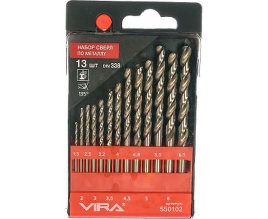 Набор сверл по металлу (13 шт; 1.5-6.5 мм) Vira 550102 – изображение 2