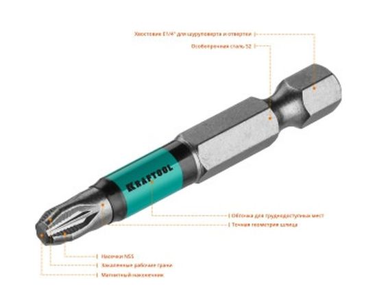 Биты профессиональные (PZ3, 50 мм, 10 шт.) Kraftool 26124-3-50-10 – изображение 3