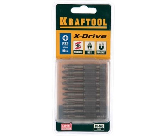 Биты "EXPERT" (E 1/4"; PZ 2; 50 мм; 10 шт.) KRAFTOOL 26123-2-50-10 – изображение 3