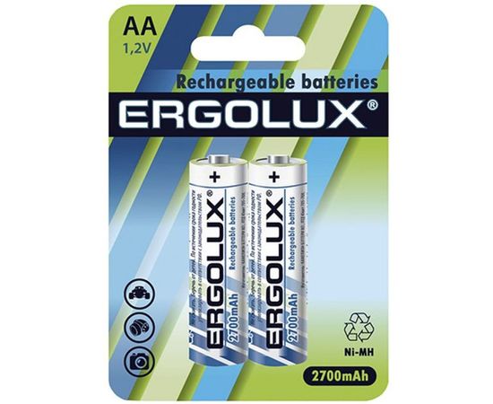 Аккумулятор Ergolux NHAA2700BL2,1.2В, AA-2700mAh, Ni-Mh, BL-2 12445 
