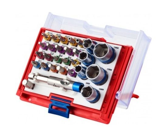 Набор вставок бит 1/4, TORX, HEX, PZ, PH, SLOT, 28 предметов МАСТАК 058-10028C 