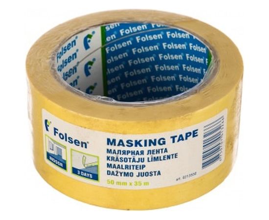 Малярная лента FOLSEN желтая, 60oC, 50мм x 35м 0213550 