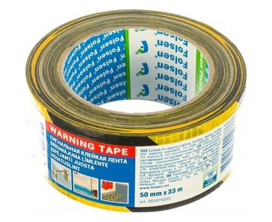 Сигнальная влагостойкая тканевая лента Folsen 50 мм x 33 м черно-желтая 051075033 