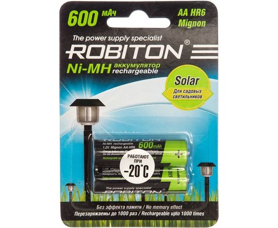 Аккумулятор ROBITON 600MHAA-2 SOLAR BL2 (2шт) 13905 
