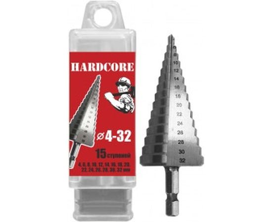Сверло по металлу шаговое (4-32 мм; 15 ступеней) Hardcore 142432 