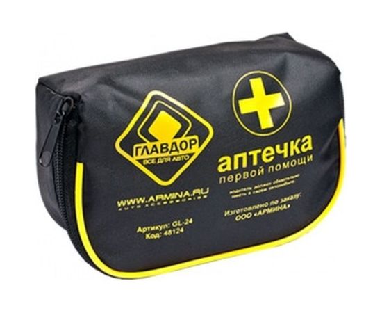 Автомобильная аптечка первой помощи в черной сумочке ГЛАВДОР GL-24 48124 