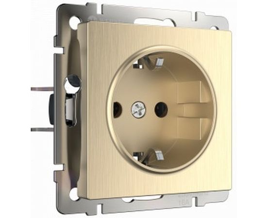 Розетка WERKEL WL10-SKGS-01-IP44 с заземлением и шторками шампань рифленый a035620 – изображение 2