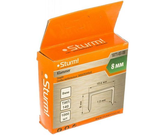 Скоба закаленная (1000 шт; 8 мм; Тип 140) для степлеров Sturm 1071-03-08 – изображение 2