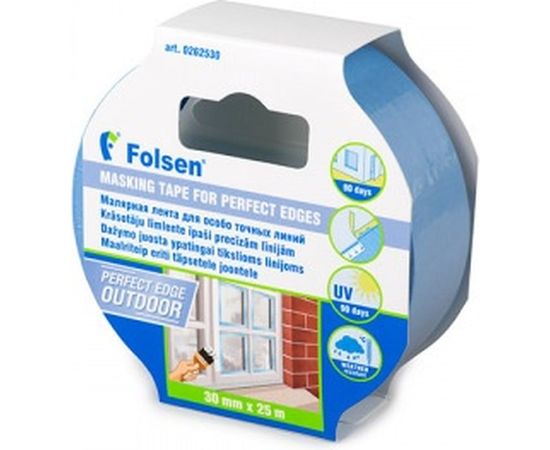 Малярная лента для особо точных линий FOLSEN 30мм х 25м для наружных работ, 120оС 0262530 – изображение 2