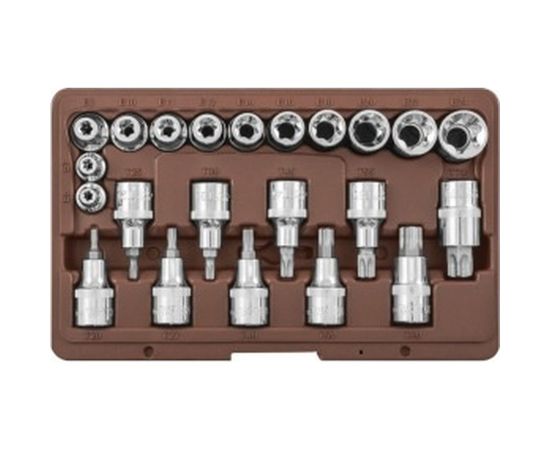 Набор торцевых головок торцевых и насадок с вставками TORX (22 шт.)&nbsp;Ombra 953222 55582 – изображение 2
