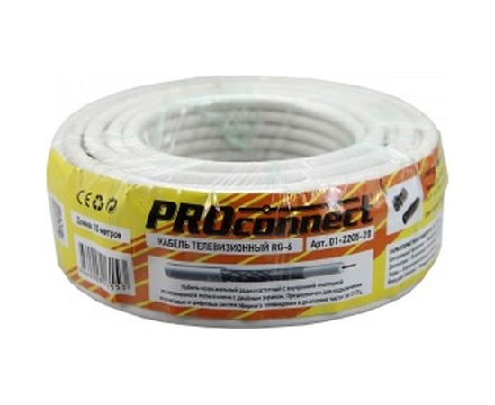 Коаксиальный кабель PROconnect RG-6U, 75 Ом, CCS/Al/Al, 48%, бухта 20 м, белый 01-2205-20 – изображение 2
