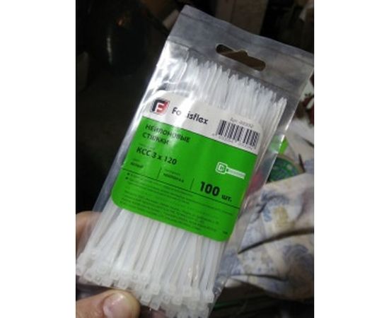 Нейлоновые стяжки FORTISFLEX КСС 3х120 мм белый 100 штук 49392 – изображение 3
