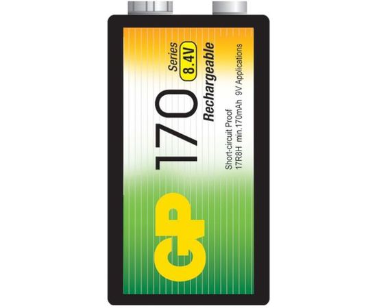 Перезаряжаемые аккумуляторы GP 17R8H 9V Крона, емкость 170 мАч - 1 шт. в блистере 17R8H-2CRU – изображение 5