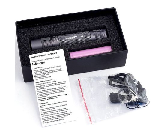 Фонарь ЯРКИЙ ЛУЧ T65 ESCORT CREE XM-L2, 650лм, 3 режима, встроенное ЗУ micro-USB, IPX6, аккумулятор 18650 2600mAh 4606400105565 – изображение 6