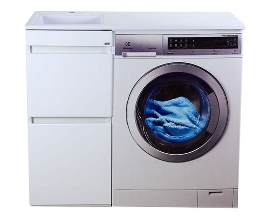 Напольная тумба под стиральную машину Misty Фостер - 40 два ящика белая Э-Фос01040-012Я 