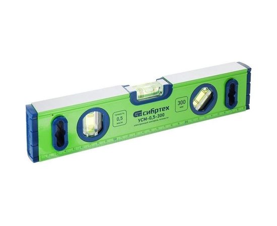 Алюминиевый фрезерованный уровень, 3 глазка, магнитный, 300 мм СИБРТЕХ УСМ-0,5-300 34111 