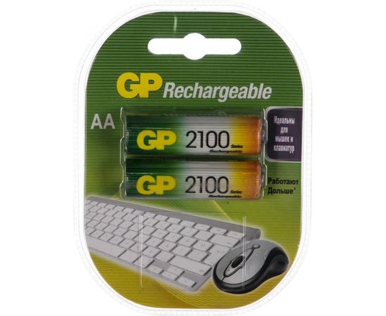 Перезаряжаемые аккумуляторы GP 210AAHC AA, емкость 2100 мАч - 2 шт. 210AAHC-2DECRC2 