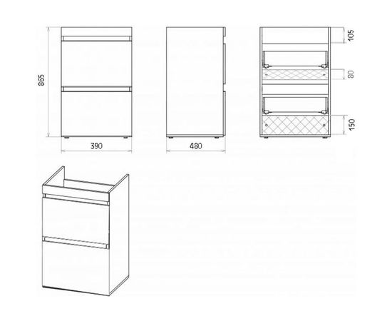 Напольная тумба под стиральную машину Misty Фостер - 40 два ящика белая Э-Фос01040-012Я – изображение 2