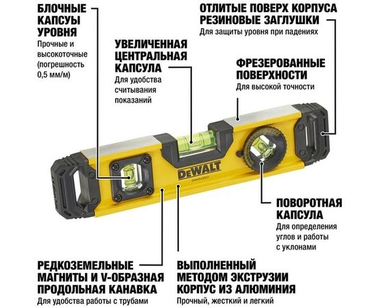 Уровень DEWALT ТОРПЕДО 25см DWHT0-43003 – изображение 5