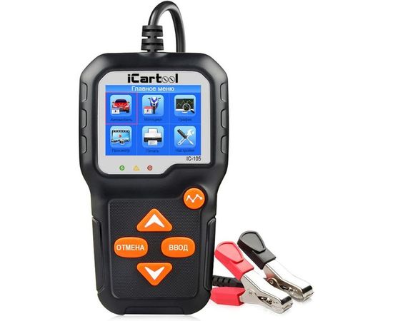 Тестер аккумуляторных батарей iCarTool IC-105, АКБ 12В, до 2000А, тест системы пуска и зарядки, печать и хранение результатов – изображение 3