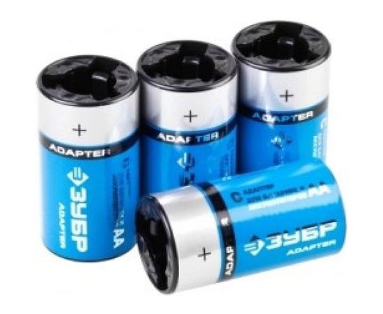 Адаптер с АА на C (4 шт) для Ni-Mh аккумуляторов Зубр 59278-4C 