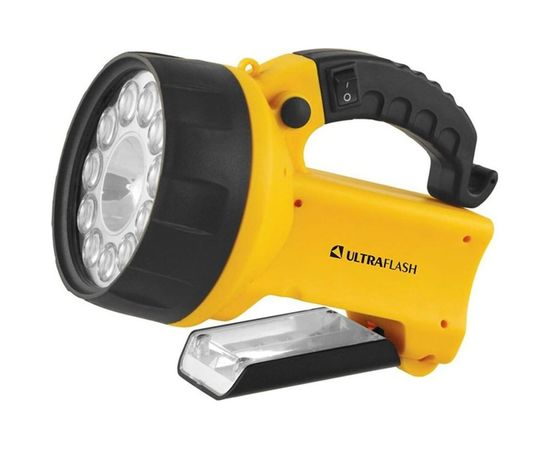 Аккумуляторный фонарь Ultraflash UF3753LED 220В/12В, желтый, 11 LED+ галог, 4В 2Ач, пластик, коробка 8311 