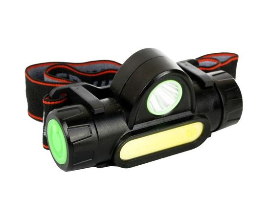 Светодиодный комбинированный аккумуляторный налобный фонарь Ultraflash E1340 3,7В, черный, XPE + COB LED, 3 Ватт, 2 реж., магнит, бокс 14268 