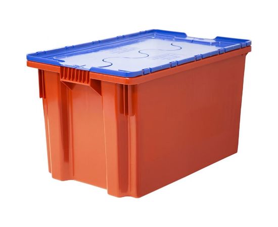 Ящик Тара.ру п/э 600х400х350 сплошной, с синей крышкой, Safe PRO, красный 18662 